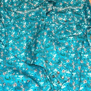 Teal Cowgirl Hardware blingy button down